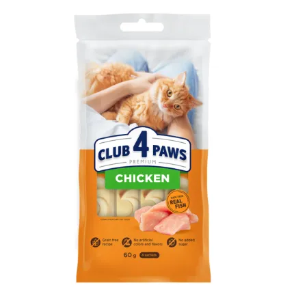  Club 4 Paws Кремові ласощі з куркою для котів 4 х 0,015 кг