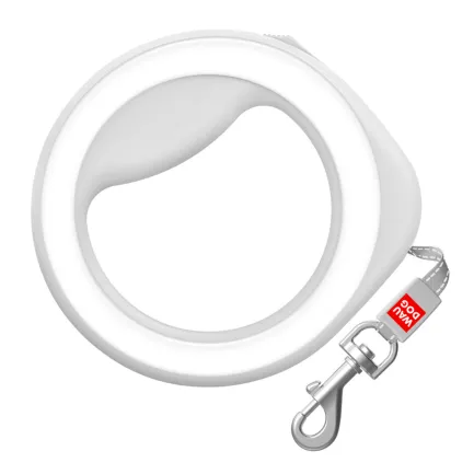 Повідець-рулетка для собак WAUDOG R-leash, кругла, XS-M, до 40 кг, 2,9 м, світловідбиваюча стрічка білий — Фото 1