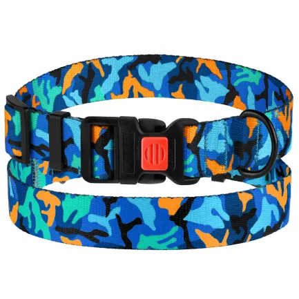Нашийник для Собак BronzeDog Urban Camo Нейлоновий з Пластиковою Пряжкою Синій L