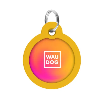 Адресник для собак і котів металевий WAUDOG Smart ID з QR паспортом, малюнок "Градієнт помаранчевий", коло, Д 30 мм — Фото 4