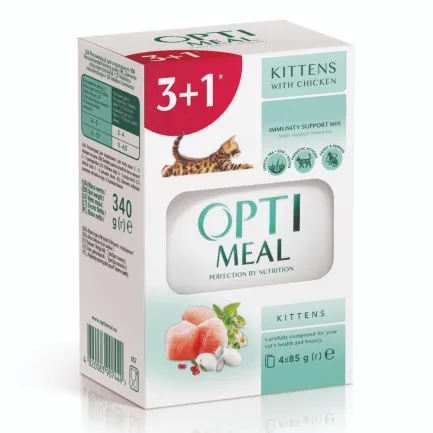 OPTIMEAL Набір конс.корм для кошенят з куркою (3+1), 0,34кг
