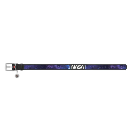Нашийник для собак шкіряний WAUDOG Design з QR паспортом, малюнок "NASA21", S, Ш 20 мм, Д 29-38 см, чорний — Фото 1