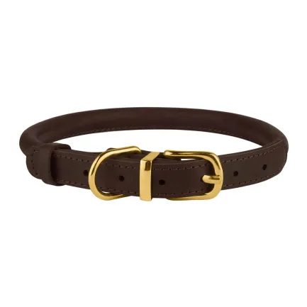 Нашийник для собак круглий шкіряний BronzeDog Crazy темно-коричневий XL — Фото 1