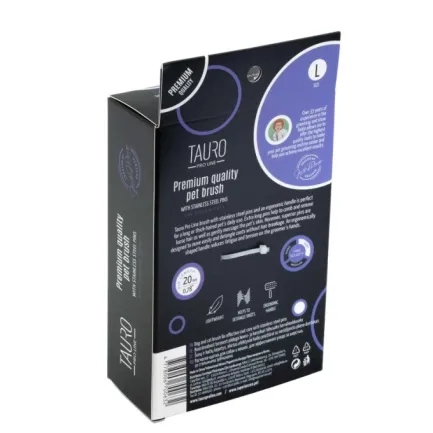 Tauro Pro Line Royal Щітка пластикова тонкі та м'які зубчики з нержавіючої сталі 20 мм, фіолетова, велика 17,5 x 10,6 x 6,2 см — Фото 3