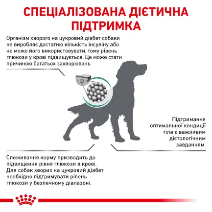 Дієтичний сухий корм Royal Canin DIABETIC DOG для собак 1,5 кг — Фото 2