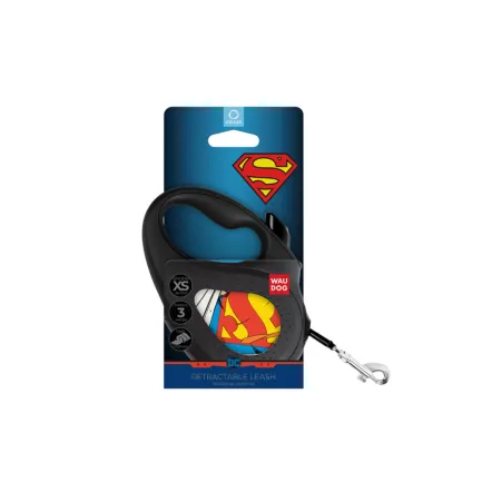 Повідець-рулетка для собак WAUDOG R-leash, малюнок "Супермен Герой", XS, до 12 кг, 3 м, світловідбиваюча стрічка чорний — Фото 1