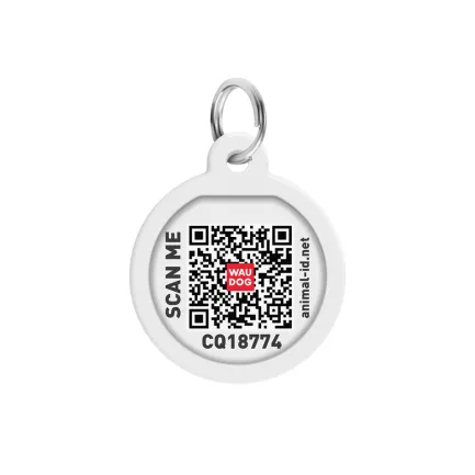 Адресник для собак і котів металевий WAUDOG Smart ID з QR паспортом, малюнок "Око монстра", коло, Д 25 мм — Фото 2