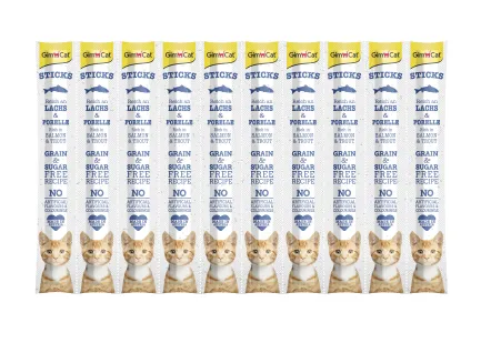 Ласощі GimCat для котів палички з лососем та форелю 10 шт по 5 г