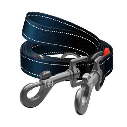Повідець-перестібка для собак WAUDOG Nylon Mono, світловідбивний, М, Ш 20 мм, Дов 300 см, чорний — Фото 1