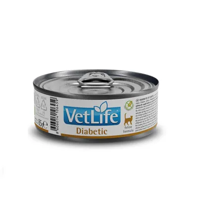 Вологий лікувальний корм для котів Farmina Vet Life Diabetic дієт. харчування, для контролю рівня глюкози в крові при цукровому діабеті, 85 г