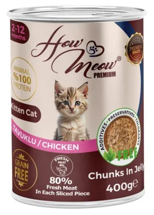 Вологий повнораціонний корм HowMeow Kitten з куркою для кошенят, 400 г
