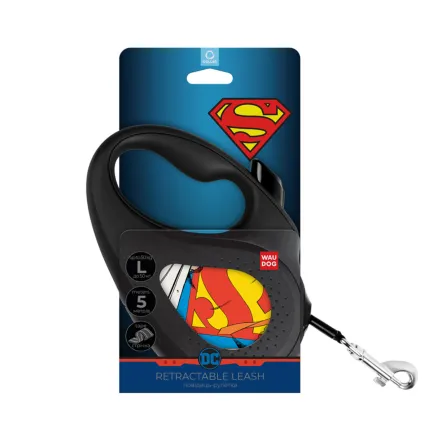 Повідець-рулетка для собак WAUDOG R-leash, малюнок "Супермен Герой", L, до 50 кг, 5 м, світловідбиваюча стрічка чорний — Фото 1