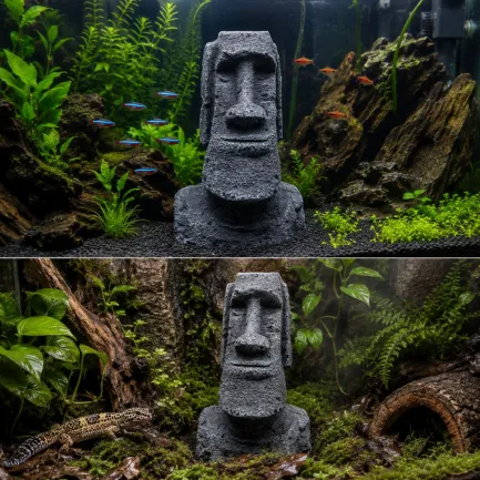 Декорація Hobby Moai Ora 2 15×12×22см - статуя Моаї з укриттям для акваріума і тераріуму (41718) — Фото 2
