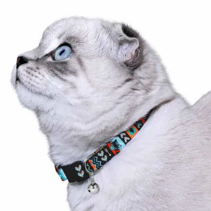 Нашийник для Котів BronzeDog Urban Нейлоновий з Пластиковою Пряжкою та Дзвіночком Ацтеки XS — Фото 6