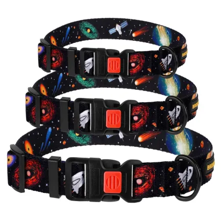 Нашийник для собак BronzeDog Urban Cosmos нейлоновий з пластиковою пряжкою Чорний M — Фото 4
