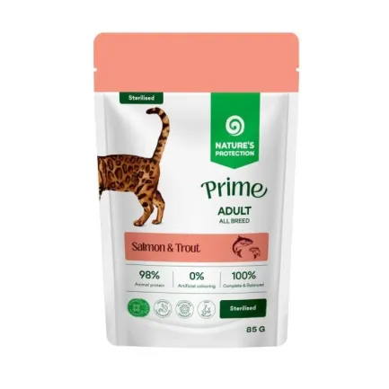 Nature's Protection Prime Sterilised Adult Cats Salmon and Trout Вологий корм для стерилізованих котів з лососем і фореллю, 85 г