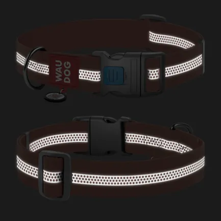 Нашийник для собак водостійкий WAUDOG Waterproof з QR паспортом, світловідбивний, пластиковий фастекс, XXL, Ш 40 мм, Дов 46-70 см, помаранчевий — Фото 1