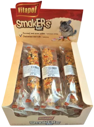 Колба Vitapol Smakers Box для шиншил, зі смаком фруктів і горіха, упаковка 12 шт