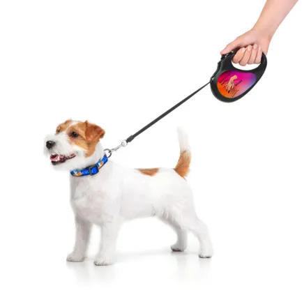 Повідець-рулетка для собак WAUDOG R-leash, малюнок "Конотопські магічні війська", M, до 25 кг, 5 м, світловідбиваюча стрічка чорний — Фото 8
