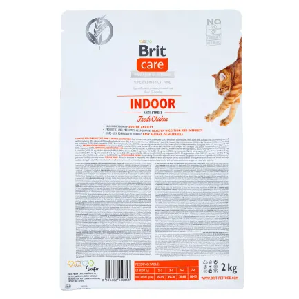 Сухий корм Brit Care Cat GF Indoor Anti-stress для котів, які постійно живуть у приміщенні, курка, 2 кг — Фото 2