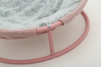 Складаний лежак для домашніх тварин MISOKO Pet bed round plush, 45x45x22 cm, pink — Фото 2