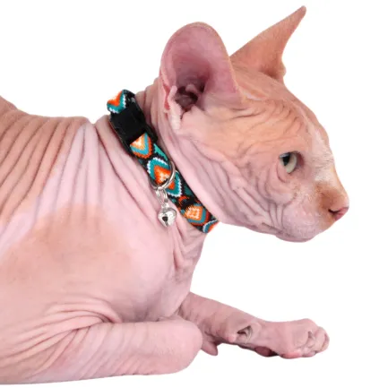 Нашийник для Котів BronzeDog Urban Нейлоновий з Пластиковою Пряжкою та Дзвіночком Ромби XS — Фото 4