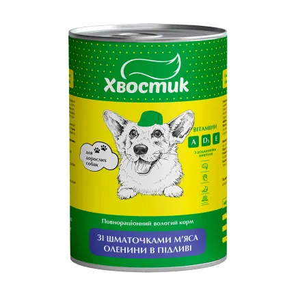 Корм ХВОСТИК для собак з олениною 1240 г