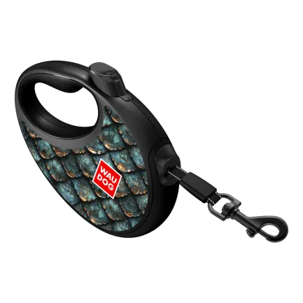 Повідець-рулетка для собак WAUDOG R-leash з контейнером для пакетів, малюнок &amp;quot;Луска&amp;quot;, світловідбивна стрічка, L, до 40 кг, 5 м — Фото 4
