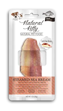 Natural Kitty Original Series STEAMED SEA BREAM Ласощі для котів та собак у вигляді шматочків морського ляща приготованих на пару 30г