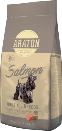 Повноцінний сухий корм з лососем для дорослих собак усіх порід ARATON SALMON Adult All Breeds 15кг