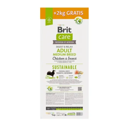 Корм Brit Care Dog Sustainable Adult Medium Breed для собак середніх порід, з куркою та комахами, 12+2 кг — Фото 2