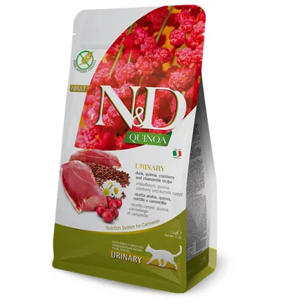 Сухий корм Farmina N&amp;D Quinoa Urinary, Duck &amp; Cranberry ADULT для котів, профілактика сечокам'яної хвороби, качка, кіноа, журавлина та ромашка, 1,5 кг