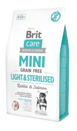 Сухий корм Brit Care GF Mini Light &amp; Sterilised для дорослих собак дрібних порід із зайвою вагою або стерилізованих, з кроликом та лососем, 2 кг