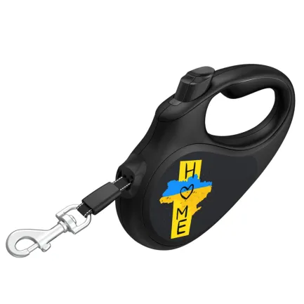 Повідець-рулетка для собак WAUDOG R-leash, малюнок "Дім", L, до 50 кг, 5 м, світловідбиваюча стрічка чорний — Фото 1
