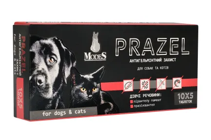 Празел (Prazel) антигельмінтні таблетки для собак і котів 10*5 таб., MODES