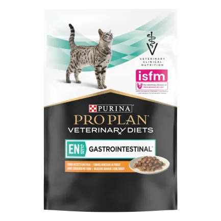 Вологий дієтичний корм PRO PLAN VETERINARY DIETS EN Gastrointestinal для кошенят та дорослих котів для зменшення розладів кишкової абсорбції та годівлі у період відновлення, одужання з куркою 10х85 г — Фото 3
