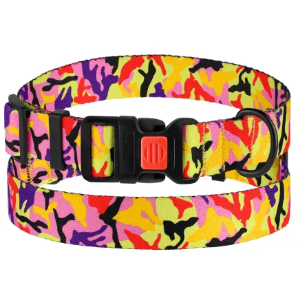 Нашийник для Собак BronzeDog Urban Camo Нейлоновий з Пластиковою Пряжкою Помаранчевий L