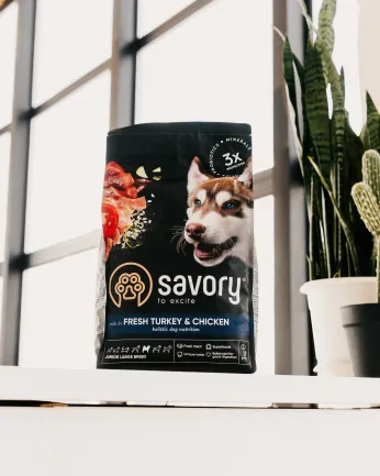 Сухий корм Savory для юніорів великих порід, зі свіжою індичкою і куркою, 3 кг — Фото 3