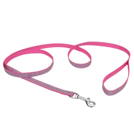 Coastal Lazer Brite Reflective Leash КОСТАЛ ЛАЗЕР БРАЙТ світловідбивний повідець для собак, 1.6смХ1.2м Рожева зебра