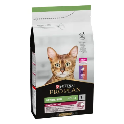 Сухий корм PRO PLAN Sterilised Adult 1+ Savoury Duo для дорослих котів після стерилізації з качкою та печінкою 1,5 кг — Фото 1