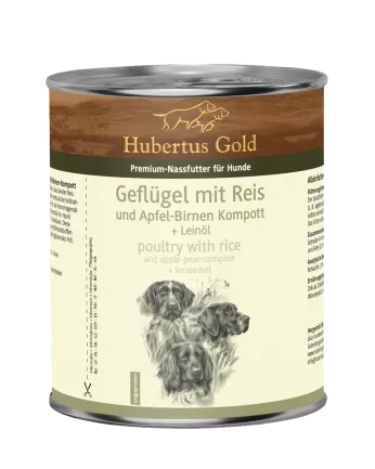 Hubertus Gold Geflügel &amp; Reis. Консерви для собак. Птиця та рис з яблуком і грушею, 800 г