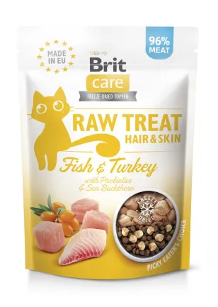 Ласощі для котів Brit Raw Treat Hair &amp; Skin Freeze-dried з рибою та індичкою, 40 г