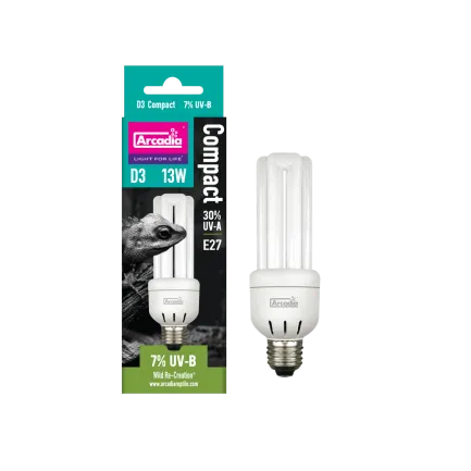 ARCADIA MINI TRIPLE U D3 7% UVB SCREW IN COMPACT 13 WATT (R2100280) ультрафіолетова лампа для рептилій