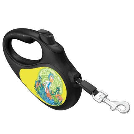 Повідець-рулетка для собак WAUDOG R-leash, малюнок "Рік та Морті 2", L, до 50 кг, 5 м, світловідбиваюча стрічка чорний — Фото 1