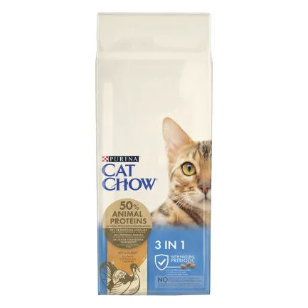 Сухий корм CAT CHOW Feline 3-in-1 для дорослих котів з формулою потрійної дії з куркою 15 кг — Фото 1