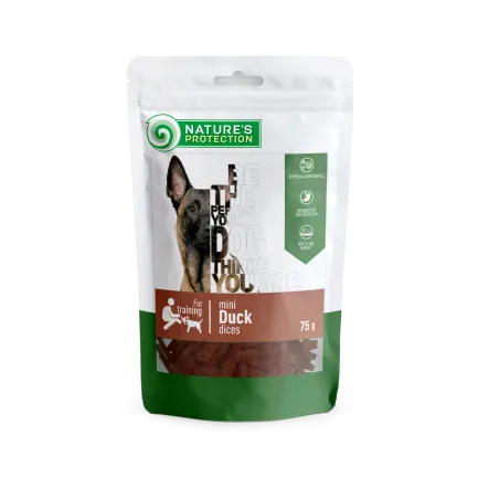 Ласощі для собак, шматочки з качки, Nature's Protection mini Duck dices, 75 г