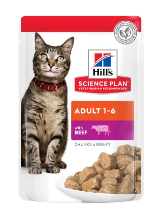 Hill's Science Plan Adult Вологий корм для дорослих котів, з куркою, океанічною рибою та яловичиною, пауч, 85г (4+4+4 шт) — Фото 1