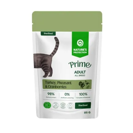 Nature's Protection Prime Sterilised Adult Cats Turkey, Pheasant and Cranberries Вологий корм для стерилізованих котів з індичкою, фазаном і журавлиною, 85 г
