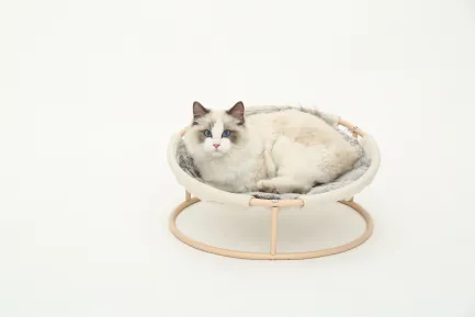 Складаний лежак для домашніх тварин MISOKO Pet bed round plush, 45x45x22 cm, dark brown coat — Фото 4