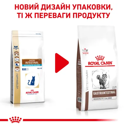 Дієтичний сухий корм Royal Canin GASTROINTESTINAL MODERATE CALORIE CAT для котів 4 кг — Фото 1